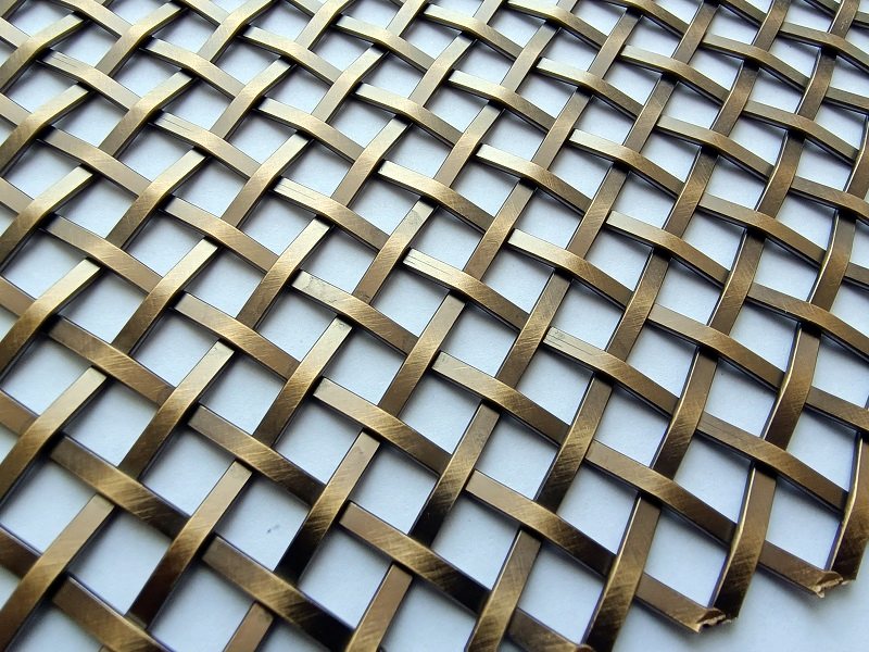 Brass Cabinet Architectural Wire Mesh , Woven Metal Mesh Screen For Kitchen  Cabinetry